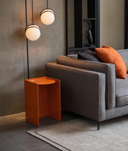 Sofa-linen-fabric-beige-cushions-dark-grey-throw-pillows-dark-brown-wall-BLACK-STEEL-side-table-metal-legs-dark-grey-rug-abstract-orange-sculpture-dark-wooden-shelving-unit-glass-pendant-lamps-metal-lam.jpg